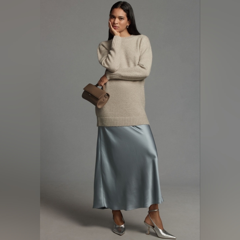 by Anthropologie Long-Sleeve Twofer Sweater Slip Maxi Dress NWT XS